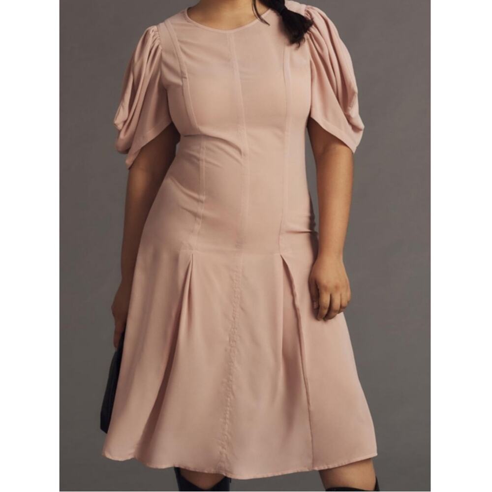 By Anthropologie Modern Sheer Midi Dress in Violet Ice NWT